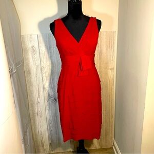 Jones New York Elegant Red Tiered Ruffled Sleeveless Dress Size 6
